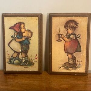 Vintage Wall Plaques Set of Two Wall Hanging Prints Home Decor 4x6"